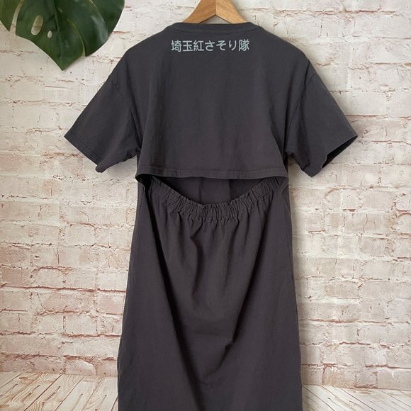 CRAYON SHINCHAN Show Amiu Gray T-shirt Dress Size Large L Anime - Picture 4 of 5